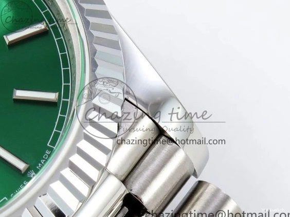 Stick Steel SS 40 Dial (Gain V3 Light JDF Weight) President Green DayDate on VR3255 904L Bracelet 0401